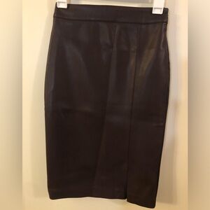 Ever New Melbourne Brown/Plum Midi Faux Leather Skirt